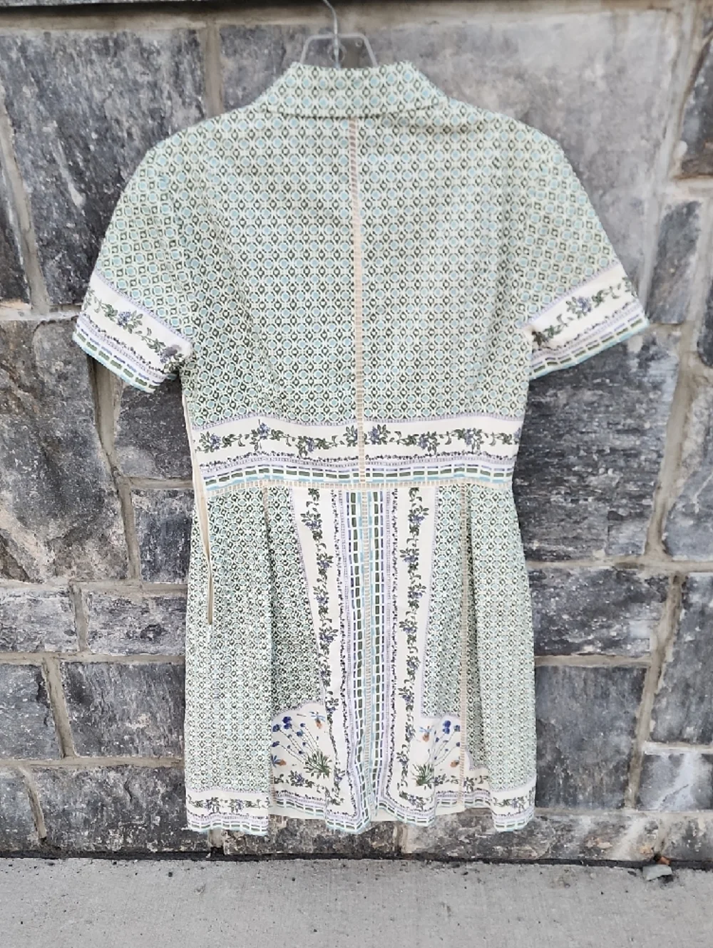 Tory Burch Garden Party Talia Botanical Green Printed Shirt Dress Runway Size 10